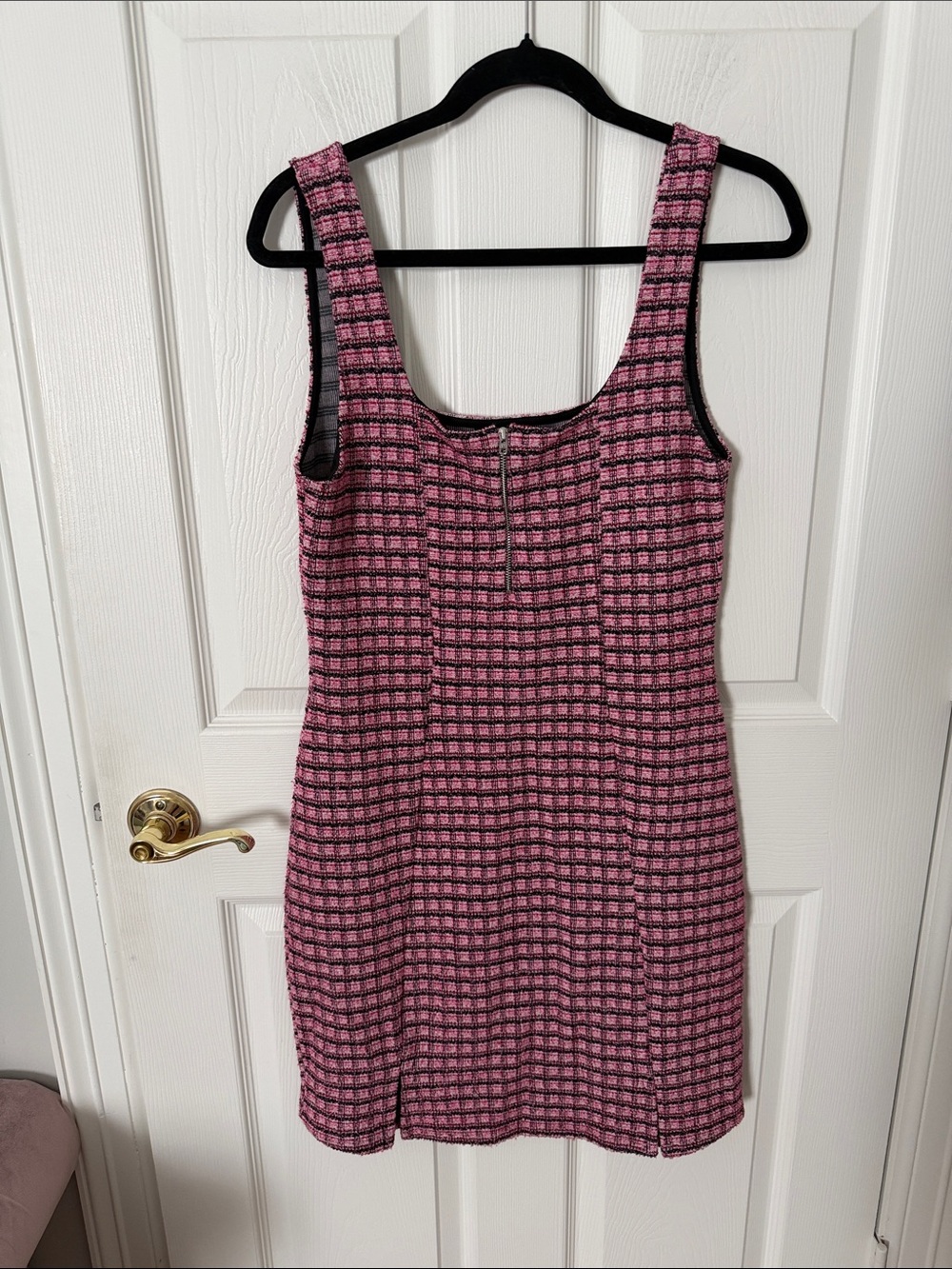 Pink Check Tweed Tank Dress top shop size 10